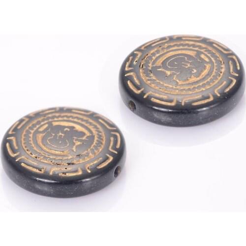 450 Pcs 4x17mm Acrylic Pattern Plastic Flat Round Spacer Beads With Gold Lined Antique Design Beads For Diy Jewelry Making