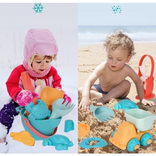 5/7/9/14/17 Pcs/lot Kids Sandy Beach Toys Soft Glue Anti-Fall Intex Bathe Juguetes Playa Childrens Pool Toys Beach Stroller