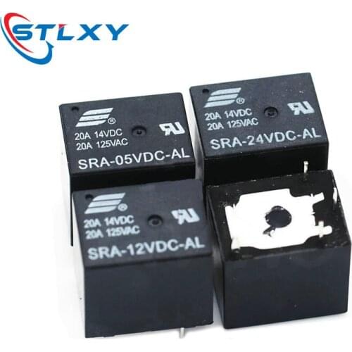 5Pcs 5V 12V 24V 20A DC Power Relay SRA-05VDC-CL SRA-12VDC-CL SRA-24VDC-CL 4/5Pin PCB Type In stock Black AutoMobile Relay