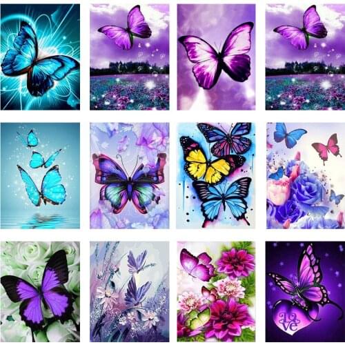 5D Butterfly Pattern Diy Diamond Painting Cross Ctitch Kit Embroidery Diamond Full Round art crystal Mosaic Painting Home Gift