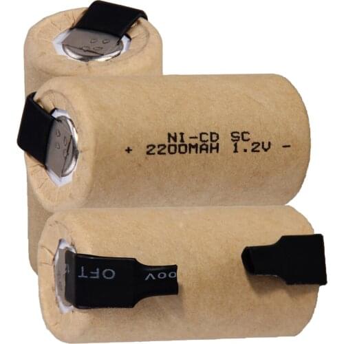 Real capacity guaranteed NICD 2200mAh akkumulator sub C battery flat top SC batteries nickel sheets 1.2V for power tools akkus