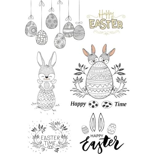 AZSG Lovely Easter Rabbit Clear Stamps For Scrapbooking DIY Clip Art /Card Making Decoration Stamps Crafts