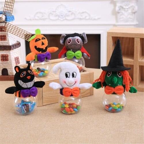 Halloween Candy Jar Brushed Cloth Cartoon Home Party Decoration Snack Storage Halloween Gift Boxes Halloween Party Supplies