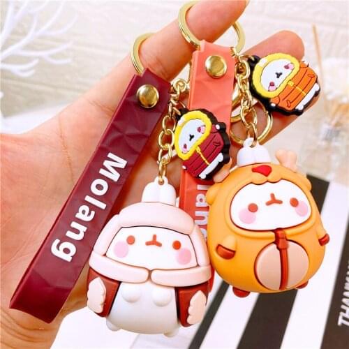 Snowball Cartoon Keychain PVC Material Cute Silicone Doll Car Bag Pendant Couple Fashion Exquisite Accessories Gift Key Ring