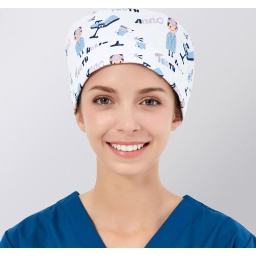 Denistry Clinic Men Women Scrub Cap,Comfortable Nurse Accessories,Teeth Printing Work Hat