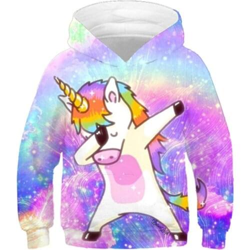 Boys Girls Blue Galaxy Lightning UFO Colorful Unicorn Funny Printing Hoodies Children Hooded Sweatshirts Kids Pullover Clothes