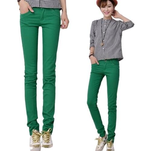 Low Rise Waist Jeans Woman Casual Stretch Skinny Jeans Candy Color Denim Washed Pencil Pants Candy-colored Jeans girls