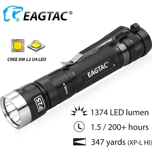 EAGTAC P25LC2 XML2 Ultra Bright Super Powerful Tactical Flashlight LED Torch 18650 CR123A Battery 365nm 395nm UV Nichia 219C