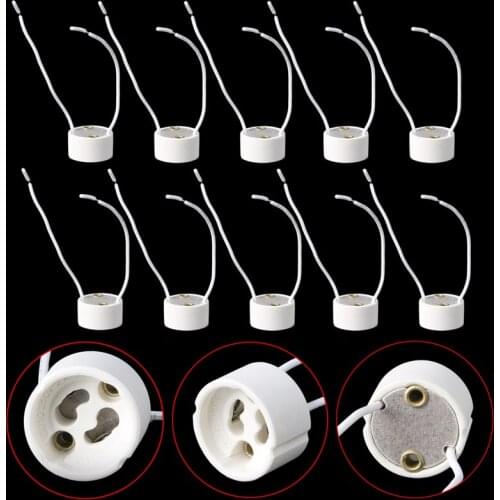 GU10 Socket LED Bulb Halogen Lamp Holder Base Ceramic Wire Connector New