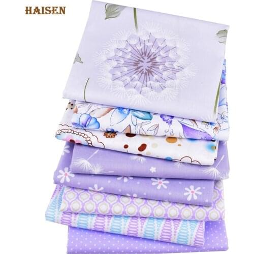 Haisen,Purple Floral Printed Twill Cotton Fabric For DIY Quilting Sewing Of Baby&Children/Sheet,Pillow,Cushion,Curtain Material
