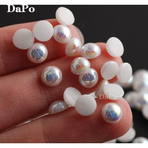 Hisenlee 50g White AB 6mm Ceramic Hotfix Rhinestones Flat back Half Round Crystals DMC Stones Hot Fix Strass DIY Iron On Beads
