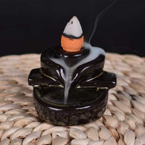 Waterfall Incense Burner Backflow Ceramic Incense Holder Incense Fountain Backflow Incense Cones for Home Decor Office Teahouse