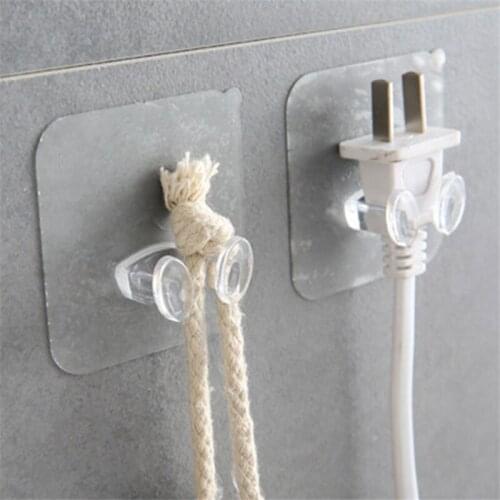 Plug Adhesive Hook Kitchen Wire Sticky Wall-Mounted Storage Free Punch Socket Seamless Sticky Hook Rack Wall Hanger Space Saver
