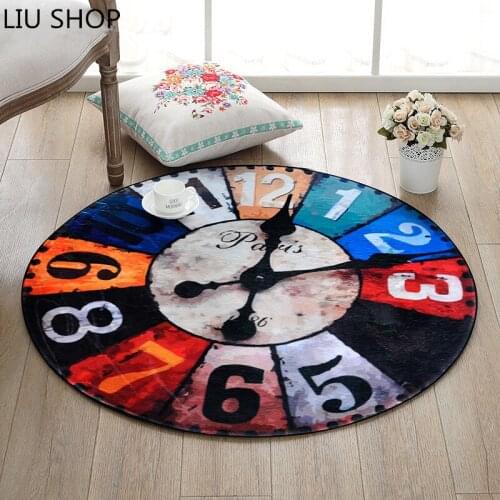 European and American Creative Retro Clock round carpet room bedroom living room boy room rug desk chair cushion blanket basket