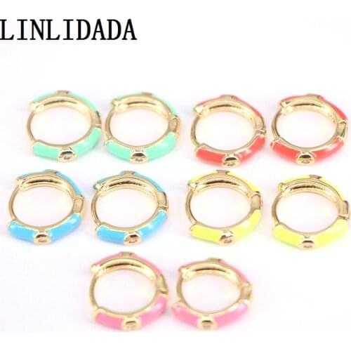 10Pairs New Design Enamel Round Hoop Earring for Women Fashion Multicolor Geometric Ear Cuffs Party Gifts