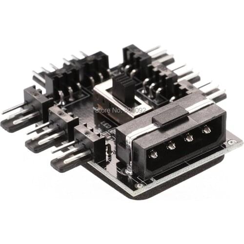 PC Computer IDE Molex 1 to 8 Multi Way Splitter Cooler Cooling Fan Hub 4/3pin 12V Power Socket PCB Adapter 2 Level Speed Control