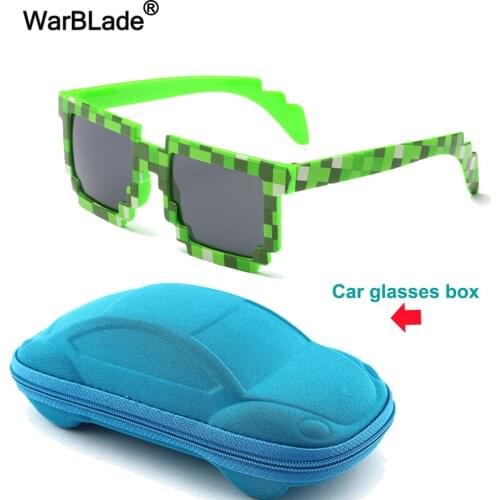 Fashion Kids Sunglasses Square Mosaic Sun Glasses Children Pixel Sunglasses Trendy Boys Girls Glasses With Case WarBLade