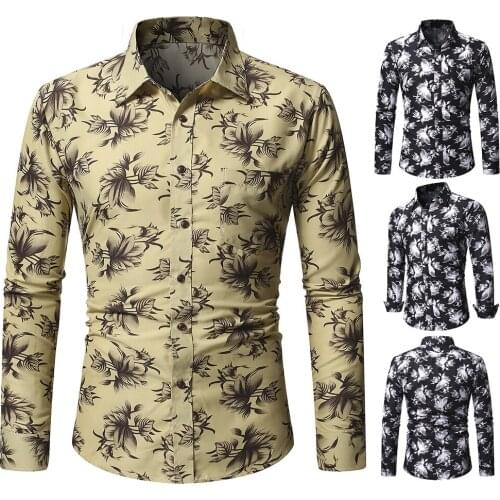 Mens brand new long sleeve holiday business leisure personalized printing fashion shirt wedding best man men shirt long sleeve