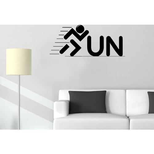 Run Logo Wall Decal for Gym Running Inscription Words Symbol Vinyl Sticker Fitness Home Decor Bedroom Decals Muraux D154