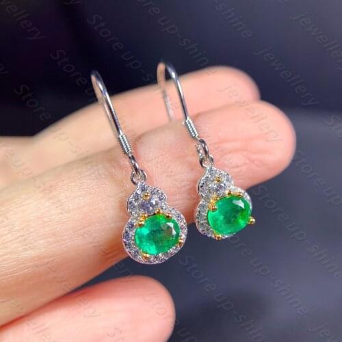 Natural emerald earrings 925 silver womens earrings high-end design luxurious atmosphere
