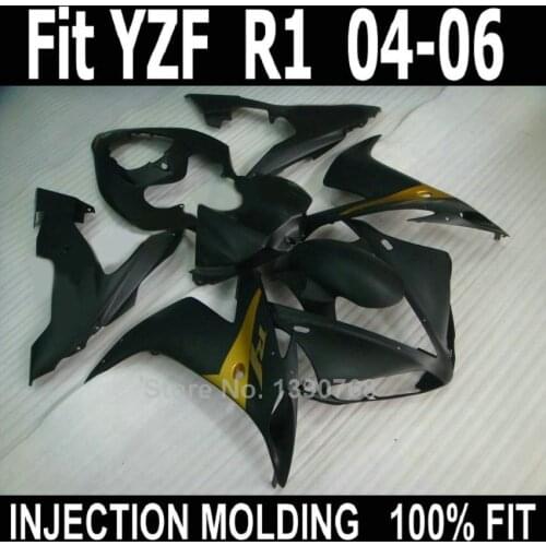 ABS plastic fairings for Yamaha injection molded YZF R1 2004 2005 2006 black fairing kit YZFR1 04 05 06 NV45