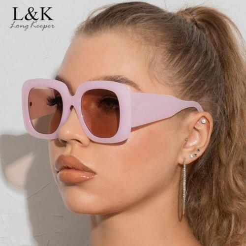 Oversized Square Sunglasses Women Fashion Retro Jelly Pink Sun Glasses Female Big Frame Glasses Vintage Shades Eyewear UV400