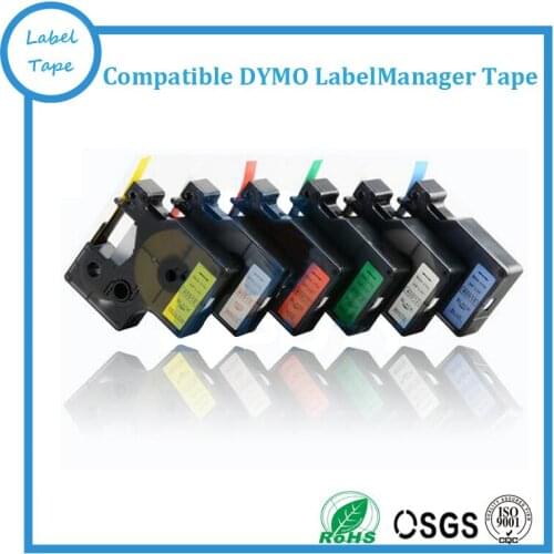 Wholesale 6pk/lot 12mm D1 tape Mixed Color LabelManager 45013 45010 45016 45018 45017 45019 Ribbon label Maker Dymo D1 Tape