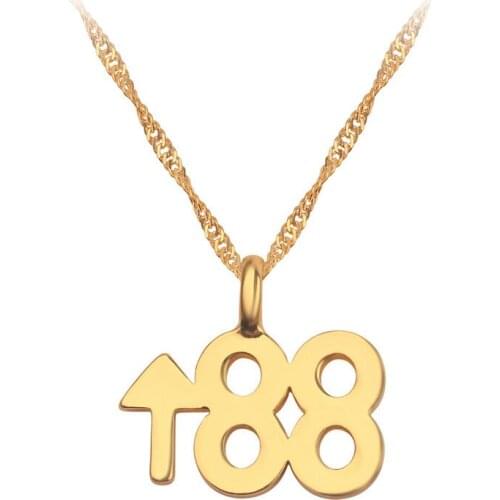 Hiphop Rock Number 88 Rising Pendant Necklaces for Men Women Stainless Steel Chain Lucky Double Eight Necklaces BFF Jewelry