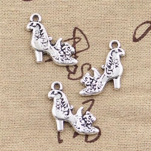 12pcs Charms Lady High Heels 18x25mm Antique Silver Color Pendants DIY Necklace Crafts Making Findings Handmade Tibetan Jewelry