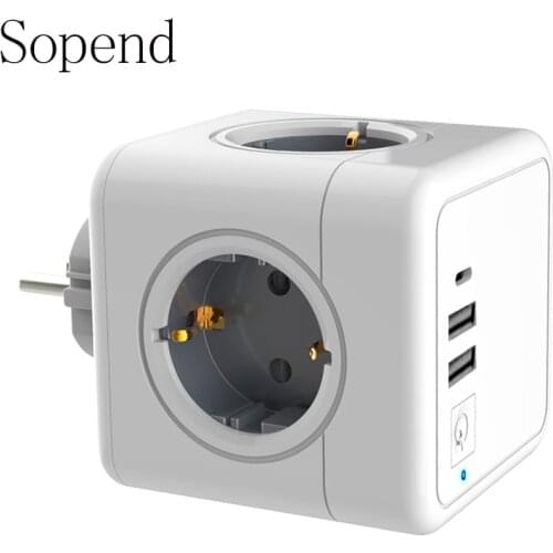 Sopend Power 5V 2.1A Usb Socket 4 Outlets Adapter Power Strip EU Plug Smart Home 250V 16A 3680W