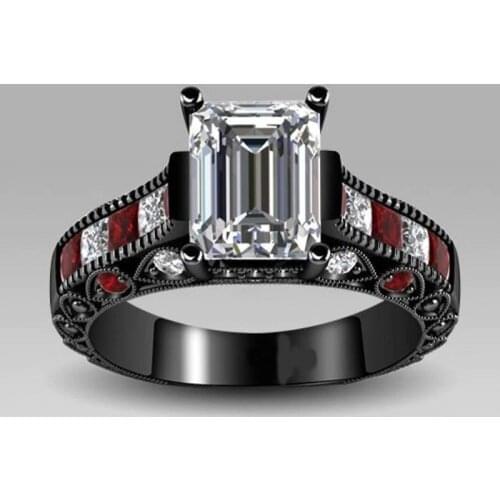 Size5-10 Hot sale Luxury Jewelry 10kt white gold filled GF Red AAA Cubic Zirconia women Engagement Wedding Ring gift choucong