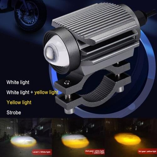 Motorcycle LED Driving Fog Lights 20W Amber and White Projector Lights Auxiliary Spotlight LED Fog Lamps for Car ATV SUV Truck