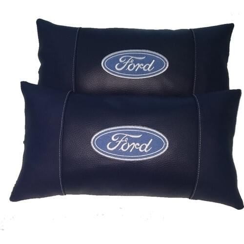 Rock Ford Navy Blue Leather 2AD Mailed Car Seat Neck Pillow Car Car Travel Seat Cushion