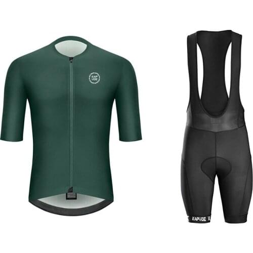 KAPVOE Cycling Jersey Summer Short Sleeve Bike Wear Clothes MTB Racing Bike Cycling Set Men Bib Gel Suit Ropa Ciclismo Uniform