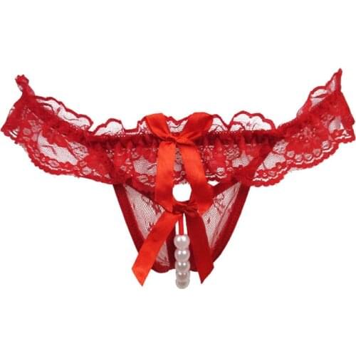 Ladies HOT Sexy Panties Thong Lingerie Underwear Women Girl Gauze Bowknot Beads Lace Panties Knicker Thong Lingerie Underwear