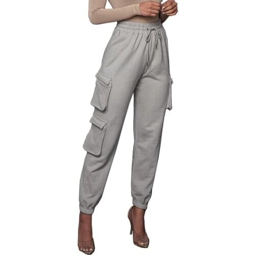 Women Sports Casual Crop Tops Pocket Sweatpants Baggy Pants Tracksuit Streetwear Joggers Summer