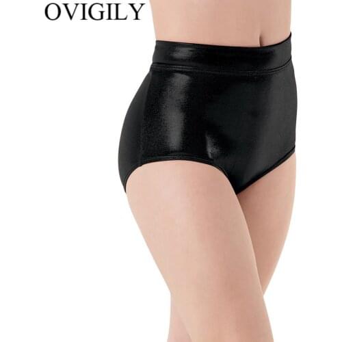 OVIGILY Women Black Metallic Shorts Mid Waisted Dancing Shorts For Adults Spandex Royal Blue Team Underpants Rave Booty Girls