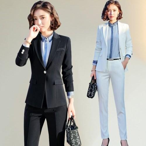 Business wear suit womens fashion black small suit two-piece 2019spring new self-cultivation temperament casual womens clothes