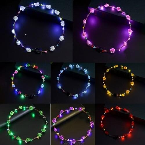 Women Girls LED Light Up Flower Headband Flashing Glow Crown Party Hair Wreath JY10 21 Dropshipping