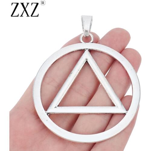 ZXZ 2pcs Tibetan Silver Large AA Alcoholics Anonymous Recovery Sobriety Triangle Symbol Charms Pendants for Necklace Making
