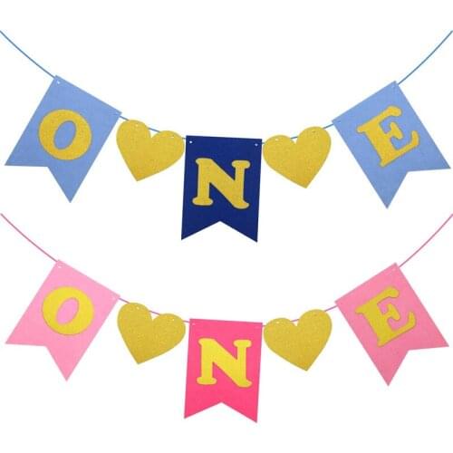 Chicinlife 1set Non-woven ONE 1st Birthday Banner Garland For Kids Baby Shower Happy Birthday Party Decoration Supplies