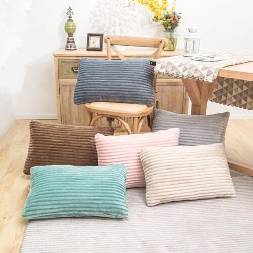 1Pcs Flannel Velvet Pillowcase Cushion Cover 30*50cm Striped Decorative Throw Pillow Case for Couch Sofa Beding Room Home Decor