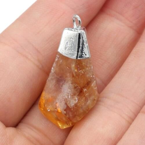 1pcs Natural Stone Crystal Quartzs Citrines Charms Pendants for Jewelry Making DIY Necklace Earring Women Gift 15x30-16x40mm