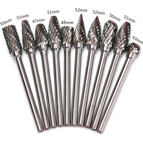 10 Pce Hard Steel Grinding Head Alloy Rotary File Electric Drill Grinding Head Electric Grinding Hardware Accessories