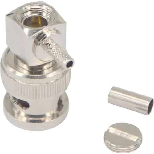 100 Pieces BNC Male Plug 90 Degree Crimp BNC connectors for RG174 LMR100 RG316 RF Adapter