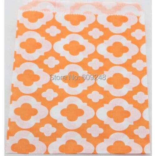 100pcs Mixed Colors Halloween Custom Buffet Candy Treat Orange Mod Patterned Paper Party Favor Gift Bags
