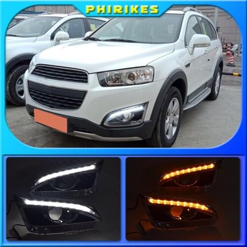 2pcs For Chevrolet Chevy Captiva 2014 2015 2016 DRL Daytime Running Lights fog lamp cover with turn siganl