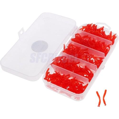 500Pcs Soft Earthworm Fishing Bait Worm Lures Hooks Baits Red