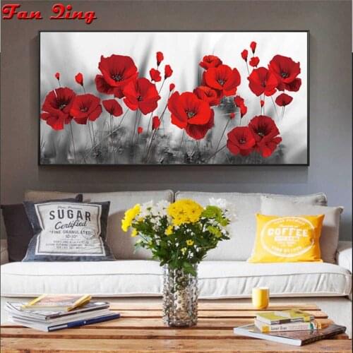 5d diamond painting abstract red Poppy diy full square round drill diamond embroidery rhinestones painting home decor gift