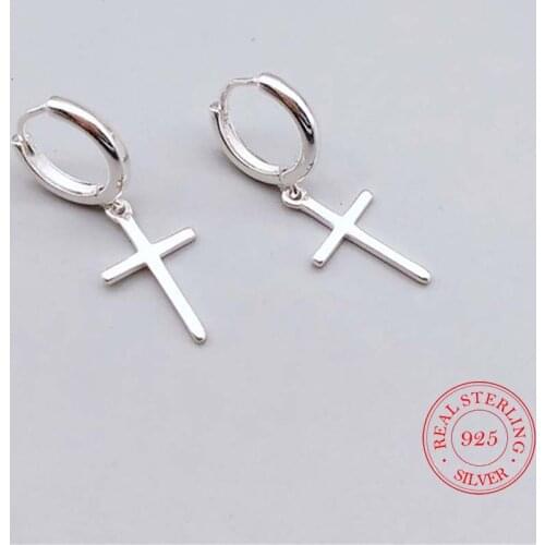 925 Sterling Silver Cross Dangle Earrings For Women 2019 New Trend Lady Fashion Jewelry Pendientes Mujer Moda